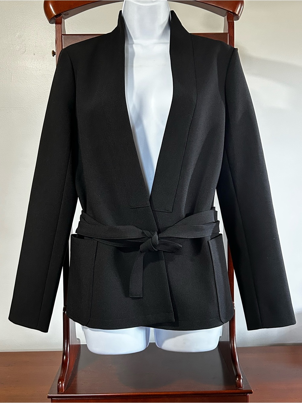 NWT Tuckernuck Women’s Small Black Gracie Wrap Blazer Self Tie Belt Pockets